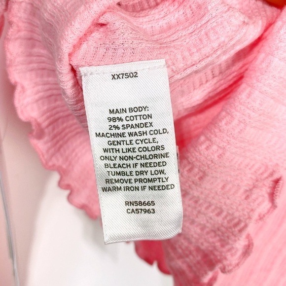 BP. Scoop Neck Long Sleeve Crop Henley In Pink Candy Size Small S - Picture 8 of 8